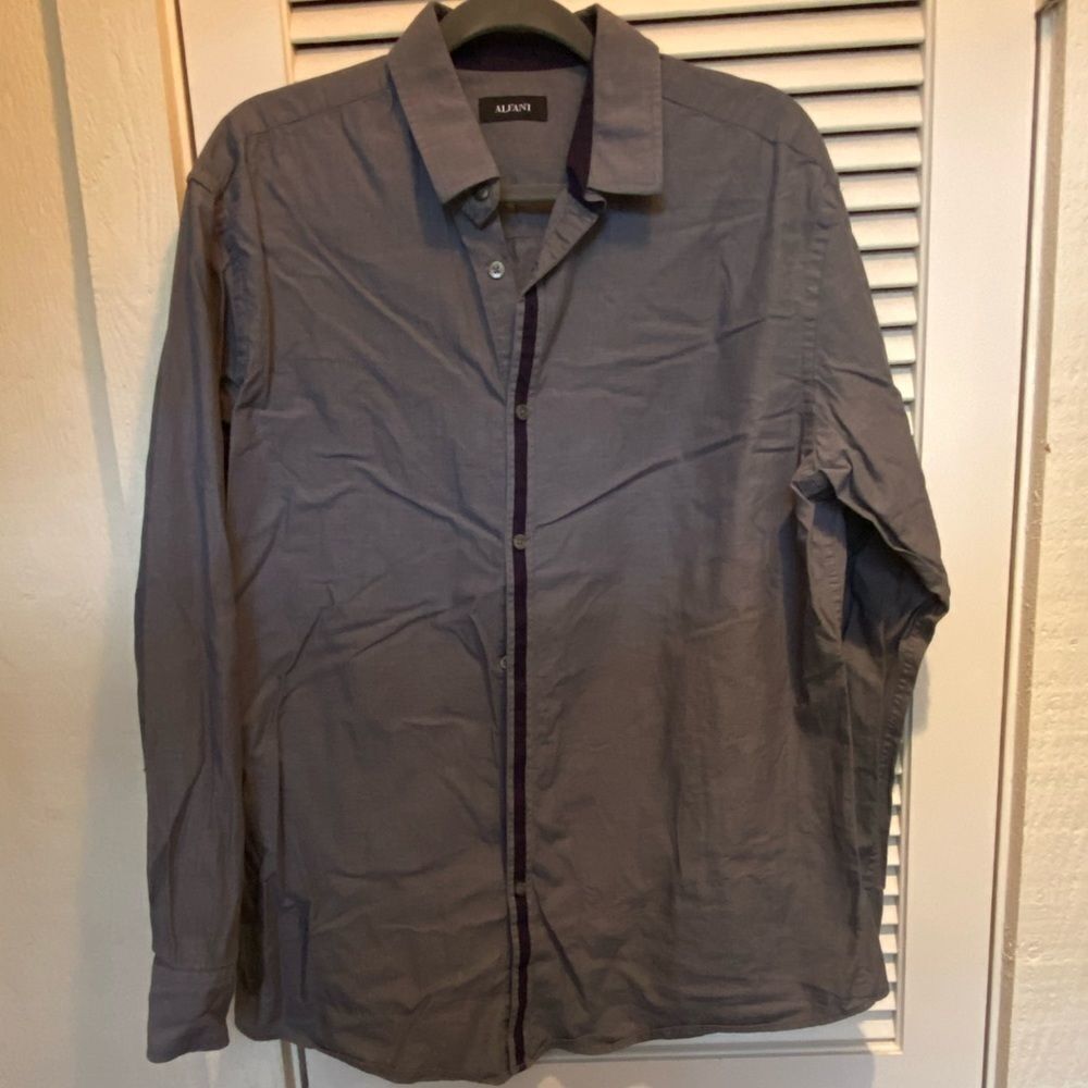 ALFANI blue chambray style dress shirt